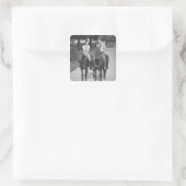 Sticker Carré Chevaux à cheval en couple (Sac)