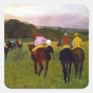 Sticker Carré Chevaux de course Edgar Degas à Longchamp
