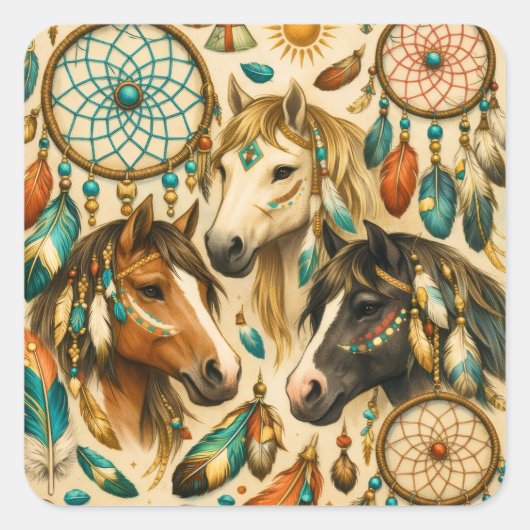 Sticker Carré Chevaux de rêve (Devant)