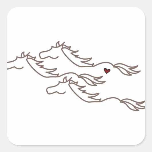 Sticker Carré Chevaux sauvages (Devant)