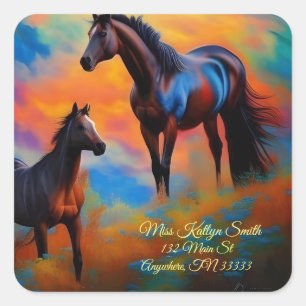 Sticker Carré Chevaux sauvages *personnalisez*