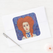 Sticker Carré Cheveux rouges, fille gingembre rococo fibre art b (Enveloppe)