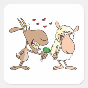 Sticker Carré Chèvre et mouton amoureux