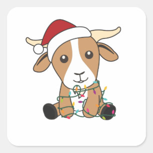 Sticker Carré Chèvre Noël Chèvres Animaux d'hiver