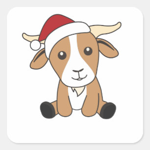 Sticker Carré Chèvre Noël Chèvres Animaux d'hiver