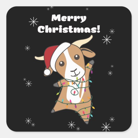 Sticker Carré Chèvre Noël Chèvres Animaux d'hiver (Devant)