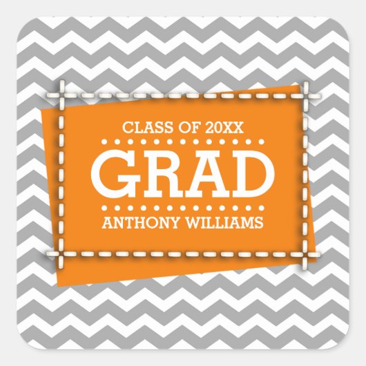 Sticker Carré Chevron Motif Graduation personnalisée (Devant)