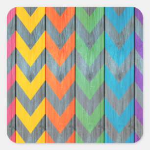 Sticker Carré Chevron Motif On Wood Texture par Shirley Taylor