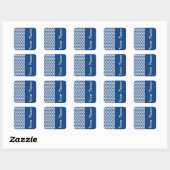 Sticker Carré Chevron Mykonos Blue Wave avec nom (Feuille)