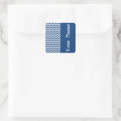 Sticker Carré Chevron Mykonos Blue Wave avec nom (Sac)