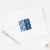 Sticker Carré Chevron Mykonos Blue Wave avec nom (Enveloppe)