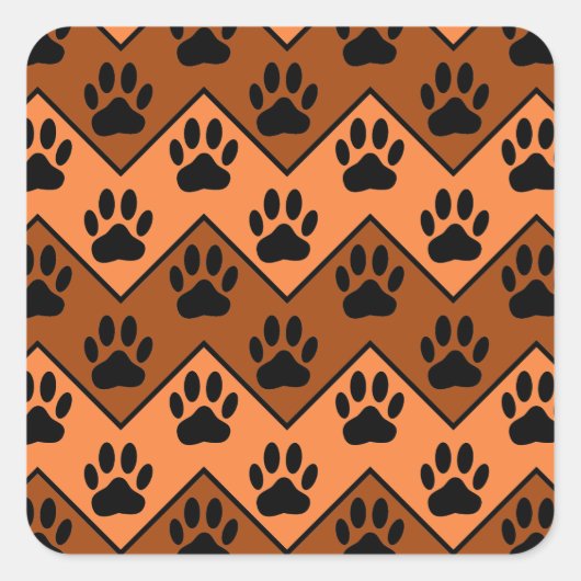 Sticker Carré Chevron Orange Brown Avec Motif Paw Chien (Devant)