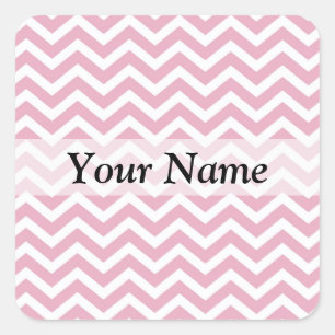 Sticker Carré chevron rose et blanc