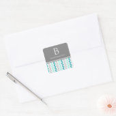 Sticker Carré Chevrons gris turquoise Monogramme Enveloppe Sceau (Enveloppe)