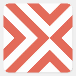 Sticker Carré Chevrons orange et blanc