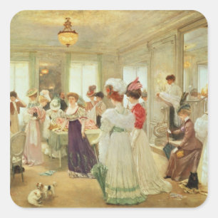 Sticker Carré Chez le Couturier Paquin, 1906 de Cinq Heures