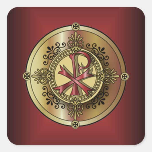 Sticker Carré Chi-Rho Monogramme ~ Symbole chrétien P & X (Devant)