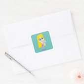 Sticker Carré Chibi avec un chiot (Enveloppe)