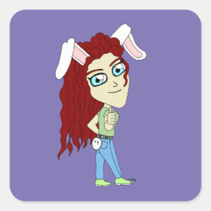 Sticker Carré Chibi Bunnygirl donne des pouces