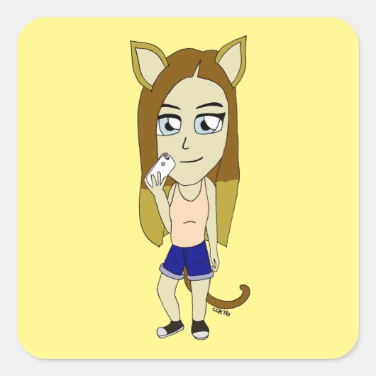 Sticker Carré Chibi Catgirl (Devant)