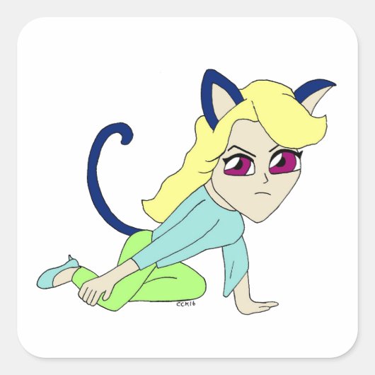 Sticker Carré chibi catgirl    (Devant)