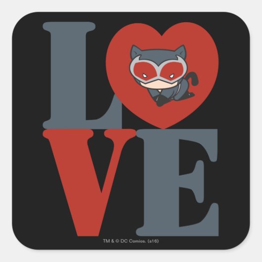 Sticker Carré Chibi Catwoman LOVE (Devant)