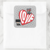 Sticker Carré Chibi Catwoman rebondit sur Batman (Sac)