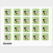 Sticker Carré Chibi DAFFY DUCK™ & BUGS BUNNY™ (Feuille)