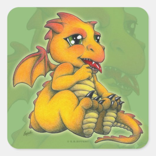 Sticker Carré Chibi Dragon (Devant)