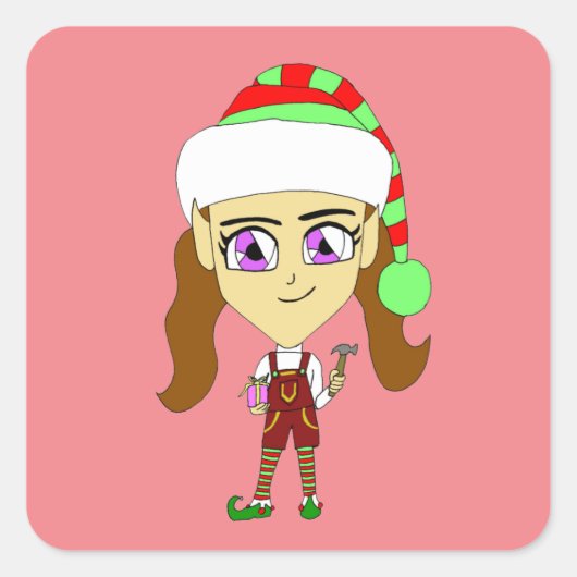 Sticker Carré chibi elf (Devant)