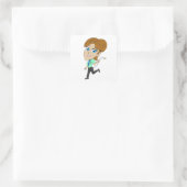 Sticker Carré chibi fille avec une queue (Sac)