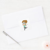 Sticker Carré chibi fille avec une queue (Enveloppe)