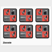 Sticker Carré Chibi Harley Quinn Checker Motif (Feuille)