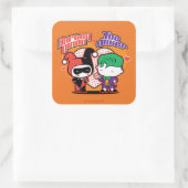 Sticker Carré Chibi Harley Quinn & Chibi Joker Coeurs (Sac)
