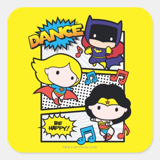 Sticker Carré Chibi Héros Danse (Devant)
