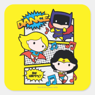 Sticker Carré Chibi Héros Danse