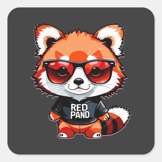 Sticker Carré Chibi Red Panda Cub (Devant)