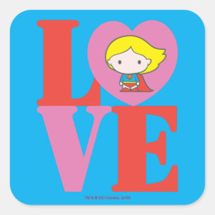 Sticker Carré Chibi Supergirl LOVE