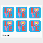Sticker Carré Chibi Supergirl LOVE (Feuille)