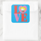 Sticker Carré Chibi Supergirl LOVE (Sac)