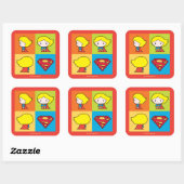 Sticker Carré Chibi Supergirl retournement de caractère (Feuille)