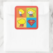 Sticker Carré Chibi Supergirl retournement de caractère (Sac)
