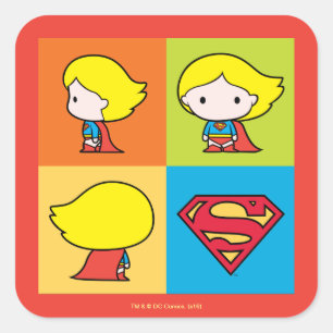 Sticker Carré Chibi Supergirl retournement de caractère