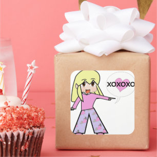 Sticker Carré Chibi Valentine