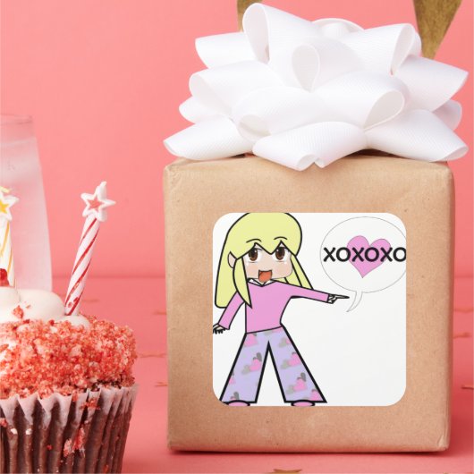 Sticker Carré Chibi Valentine (Fête)