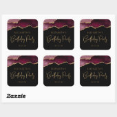 Sticker Carré Chic Agate Geode Bourgogne Gold Birthday Party (Feuille)