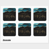 Sticker Carré Chic Agate Geode Gold Turquoise 50e fête d'anniver (Feuille)