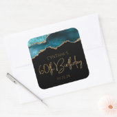Sticker Carré Chic Agate Geode Gold Turquoise 60e fête d'anniver (Enveloppe)