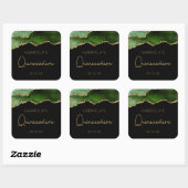 Sticker Carré Chic Agate Géode Vert Or Quinceañera (Feuille)