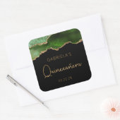 Sticker Carré Chic Agate Géode Vert Or Quinceañera (Enveloppe)